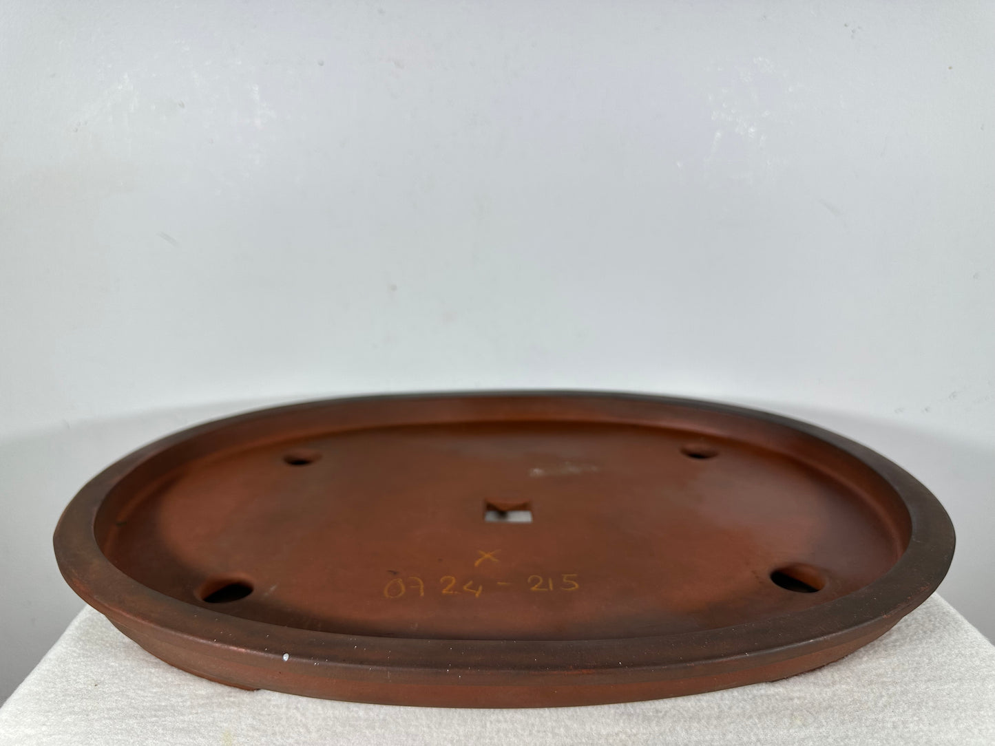 Preowned Japanese Tokoname Unglazed Oval Shallow Bonsai Pot - 18” By 12.5”