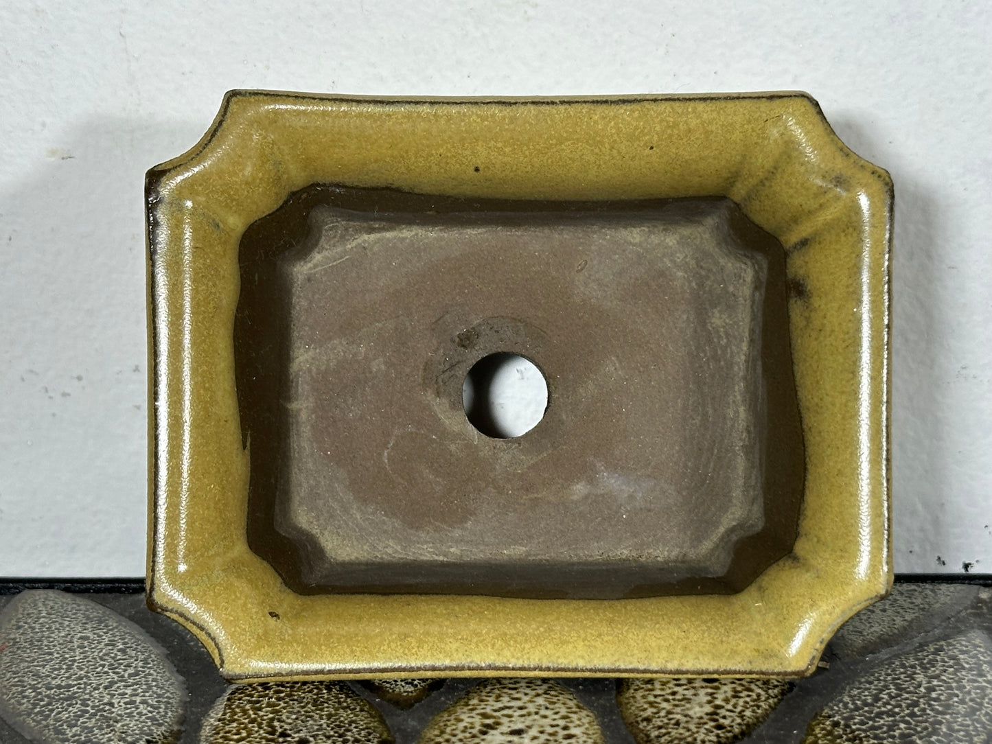 Preowned Japanese Tokoname Glazed Rectangular Bonsai Pot - 3.75” By 3”