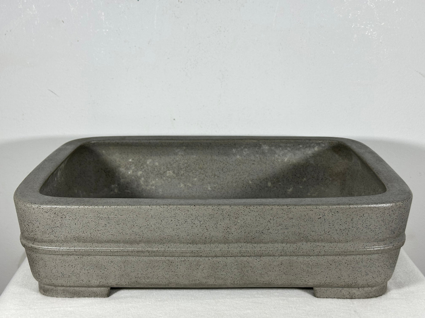 Preowned Japanese Tokoname Unglazed Rectangular Bonsai Pot Seizan - 15” By 10.75”