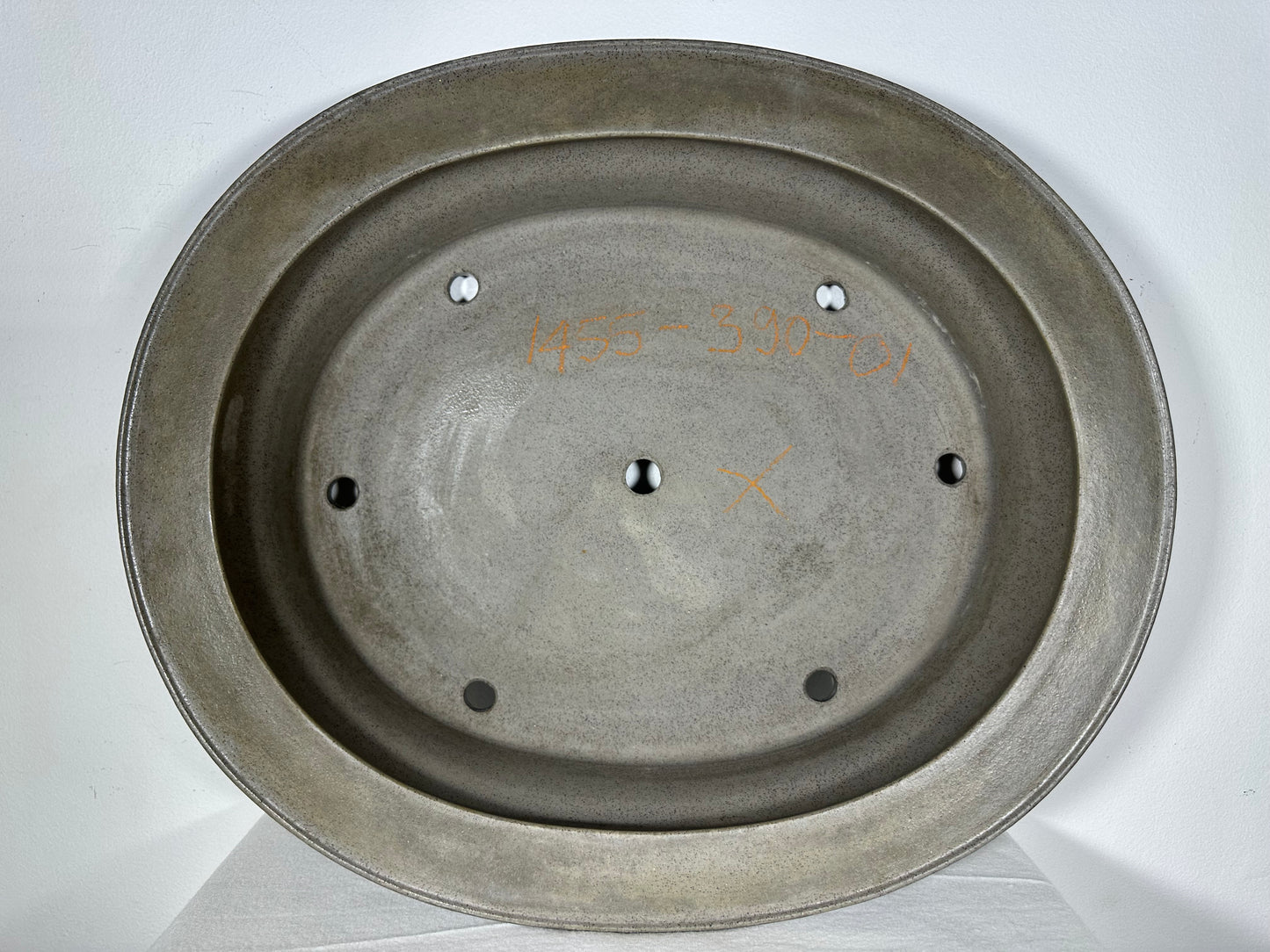 Preowned Japanese Tokoname Unglazed Oval Bonsai Pot Seizan - 19” By 16”