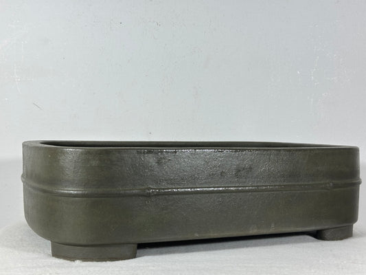 Preowned Japanese Tokoname Unglazed Rectangular Bonsai Pot Seizan - 13.75” By 9.75”