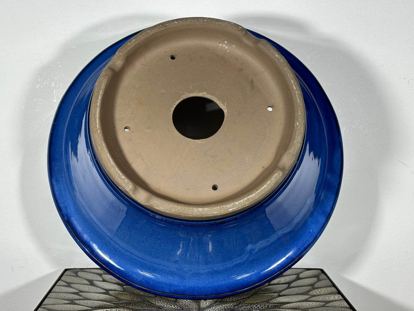 Preowned Japanese Tokoname Glazed Round Bonsai Pot - 16 5/8” By 6”