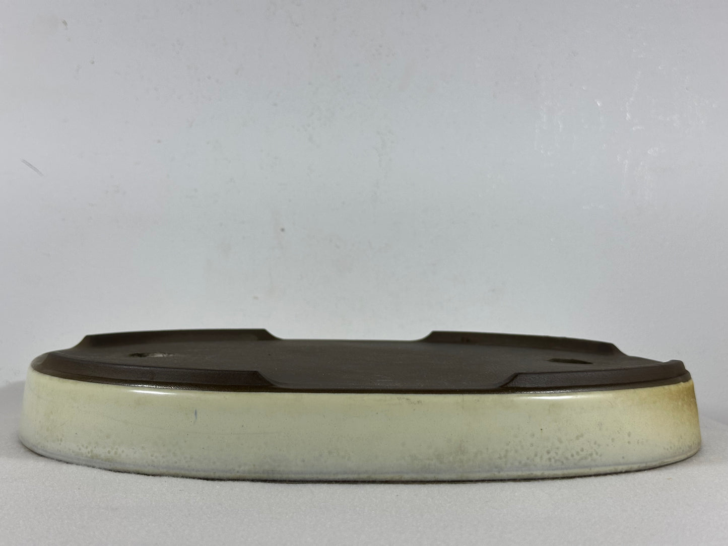 Preowned Japanese Tokoname Glazed Oval Shallow Bonsai Pot - 12.75” By 9.25”