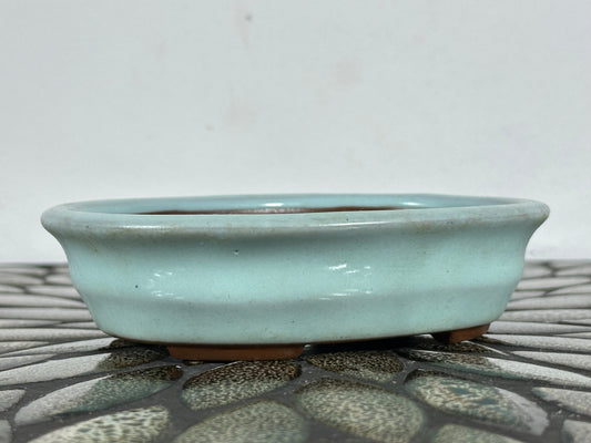 Preowned Japanese Tokoname Glazed Oval Bonsai Pot - 5.5” By 4 3/8”