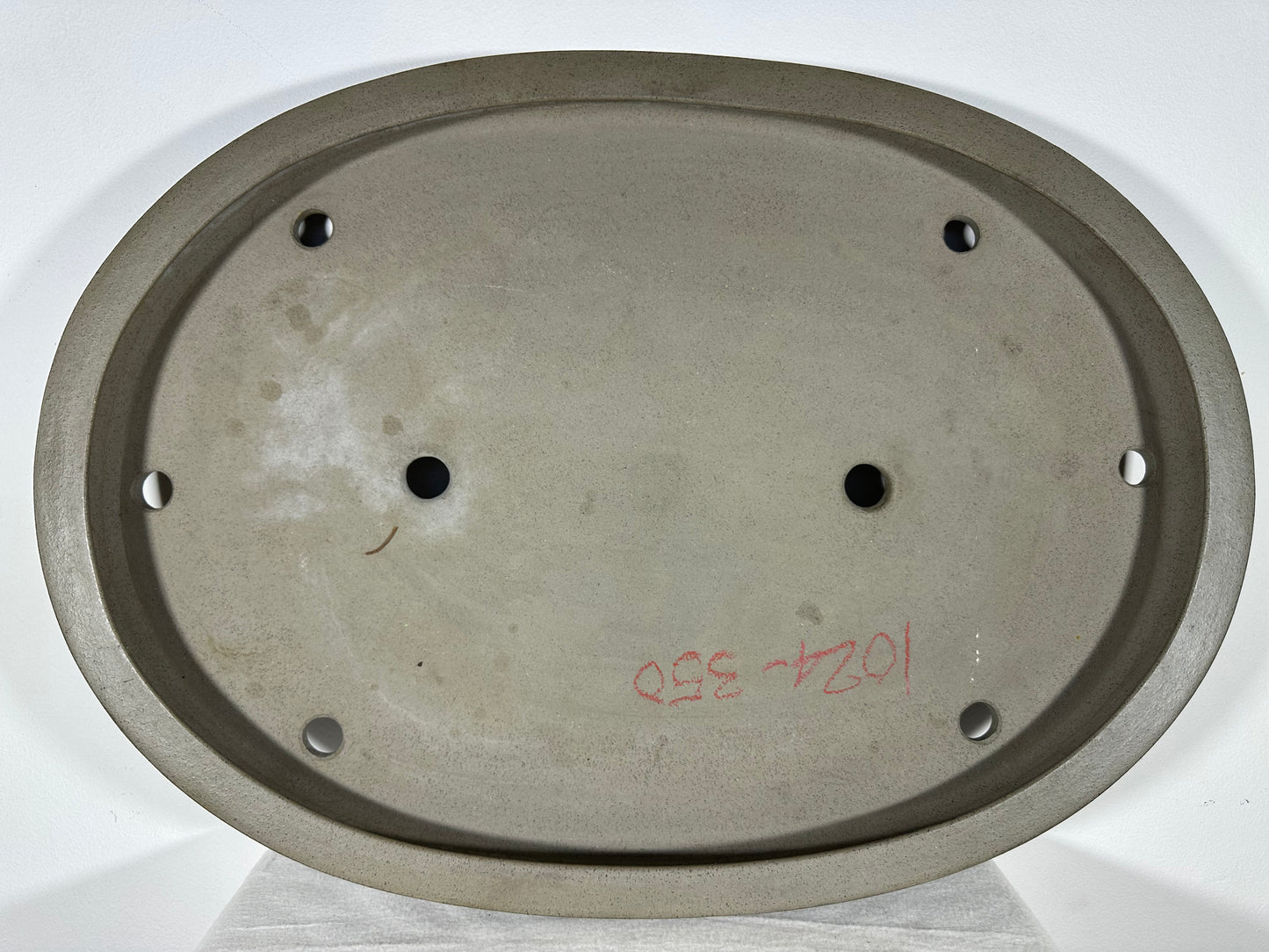 Preowned Japanese Tokoname Unglazed Oval Shallow Bonsai Pot Seizan - 24.25” By 17.25”