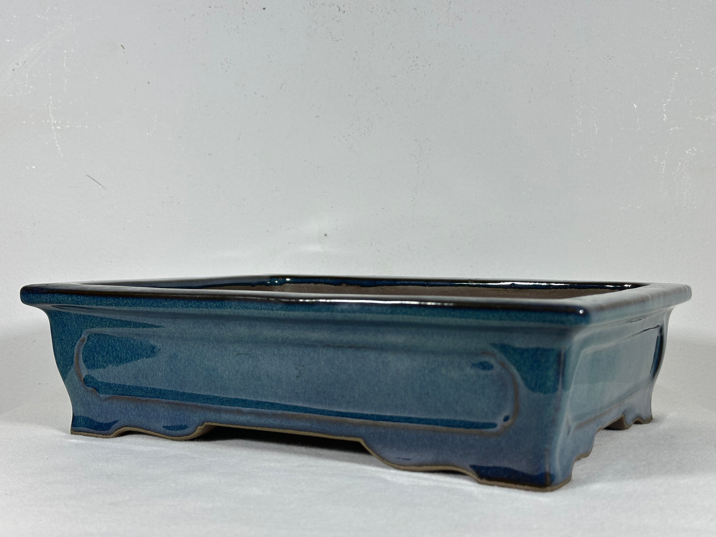 Preowned Japanese Tokoname Glazed Rectangular Bonsai Pot Yamaaki - 11.5” By 9.25”