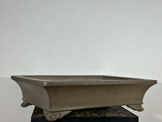 Preowned Japanese Tokoname Unglazed Rectangular Bonsai Pot Keizan - 22.25” By 16.75”