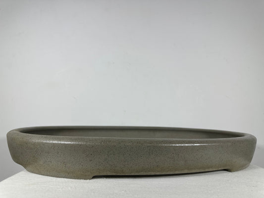 Preowned Japanese Tokoname Unglazed Oval Shallow Bonsai Pot Seizan - 20.75” By 14.75”