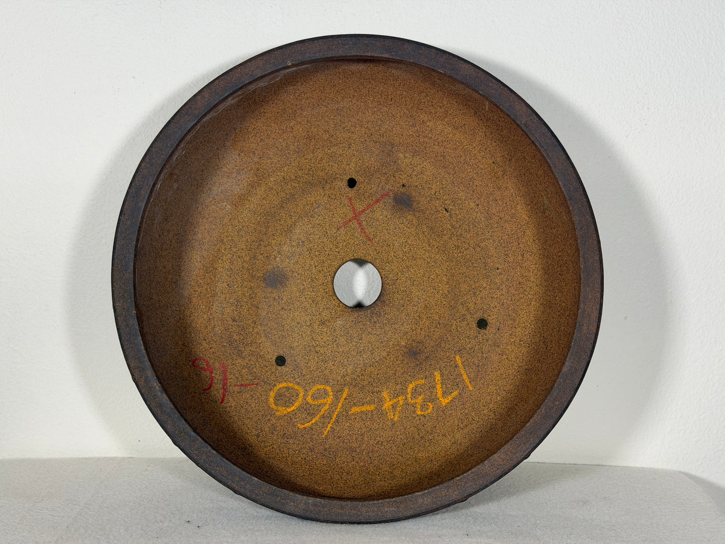 Preowned Japanese Tokoname Unglazed Drum Style Bonsai Pot - 10” By 2.75”
