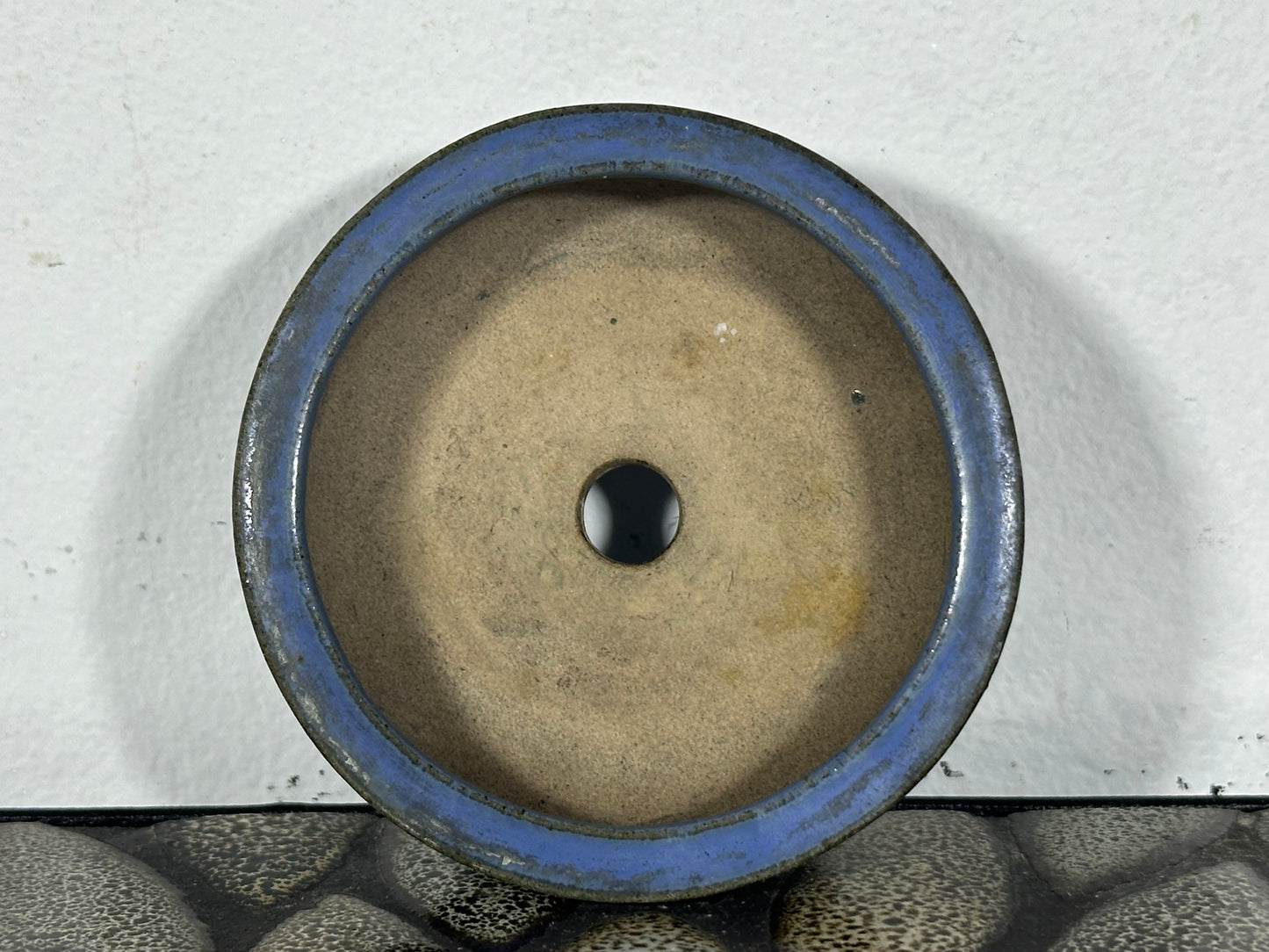 Preowned Japanese Tokoname Glazed Bag Style Bonsai Pot - 3 1/8” By 1.25”