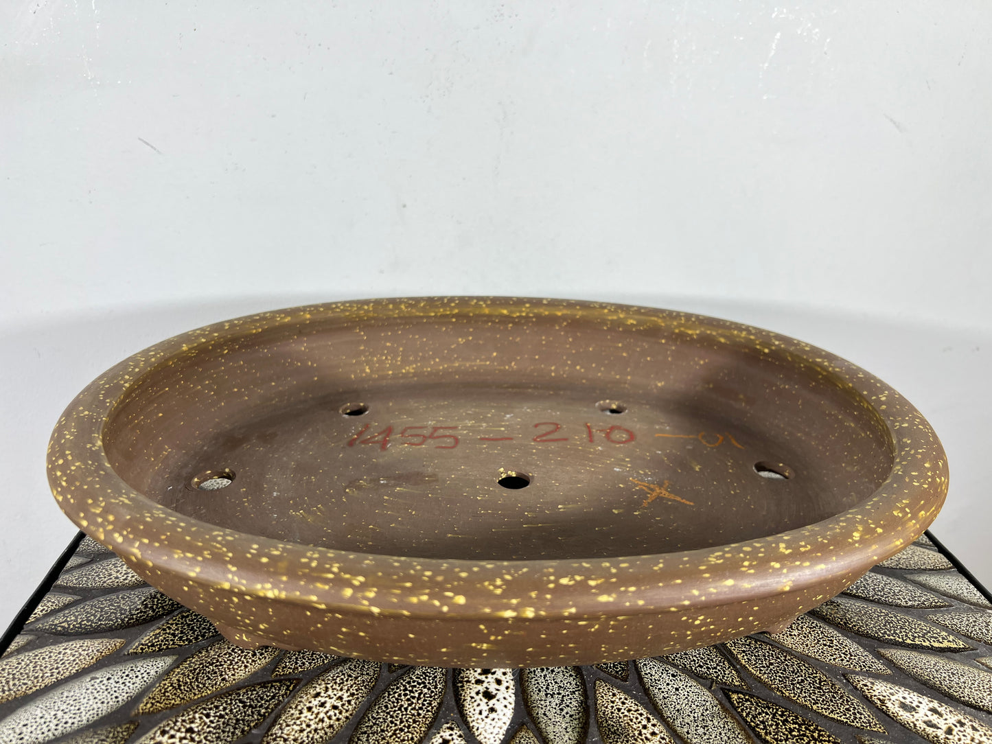 Preowned Japanese Tokoname Unglazed Oval Bonsai Pot Seizan - 14.75” By 11.25”