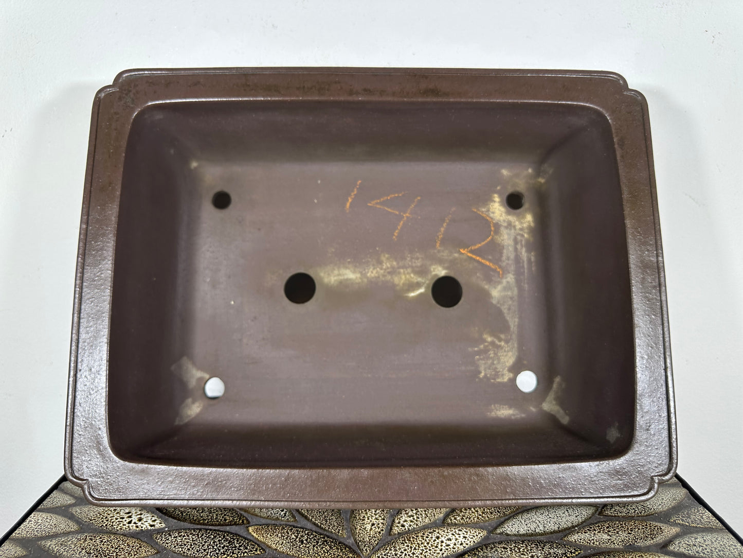 Preowned Japanese Tokoname Unglazed Rectangular Bonsai Pot Yamaaki - 14.5” By 11”
