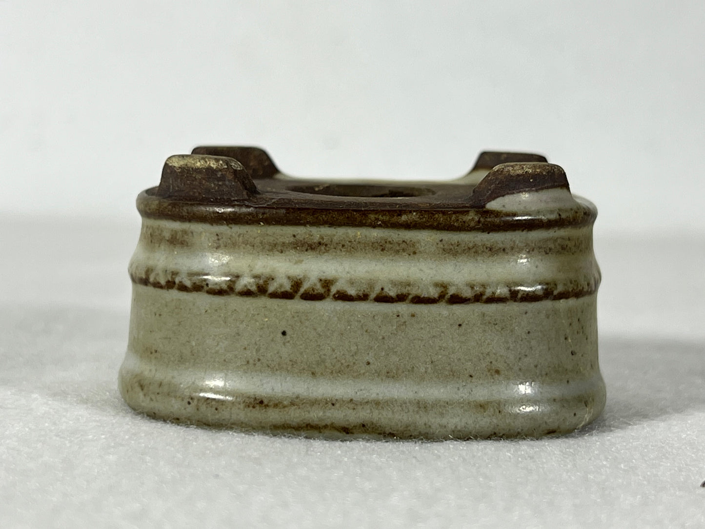 Preowned Japanese Tokoname Rectangular Bonsai Pot Tosui - 2 1/8” By 1.75”