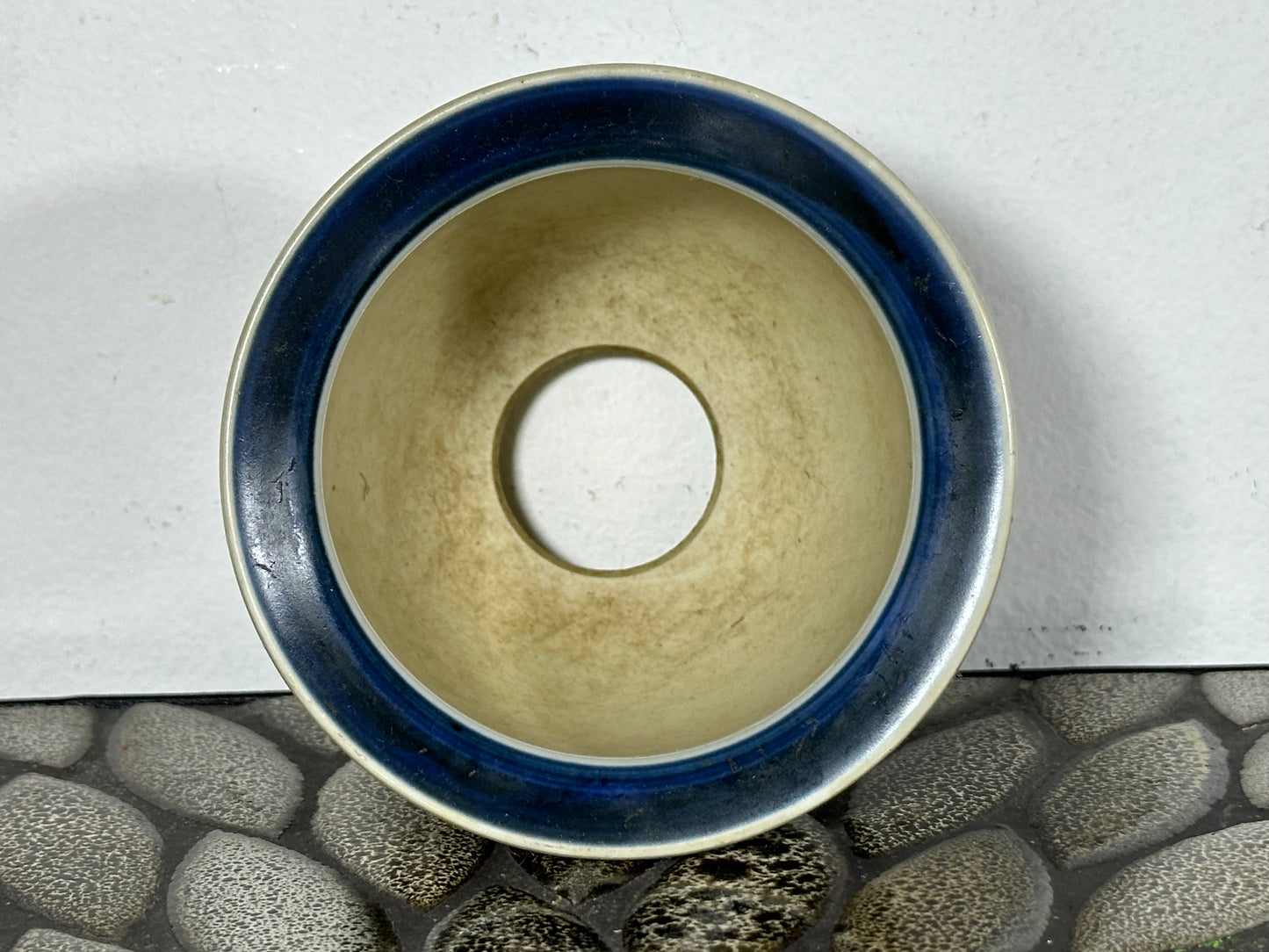 Preowned Japanese Tokoname Glazed Cascade Round Bonsai Pot Katu - 4” By 3.5”