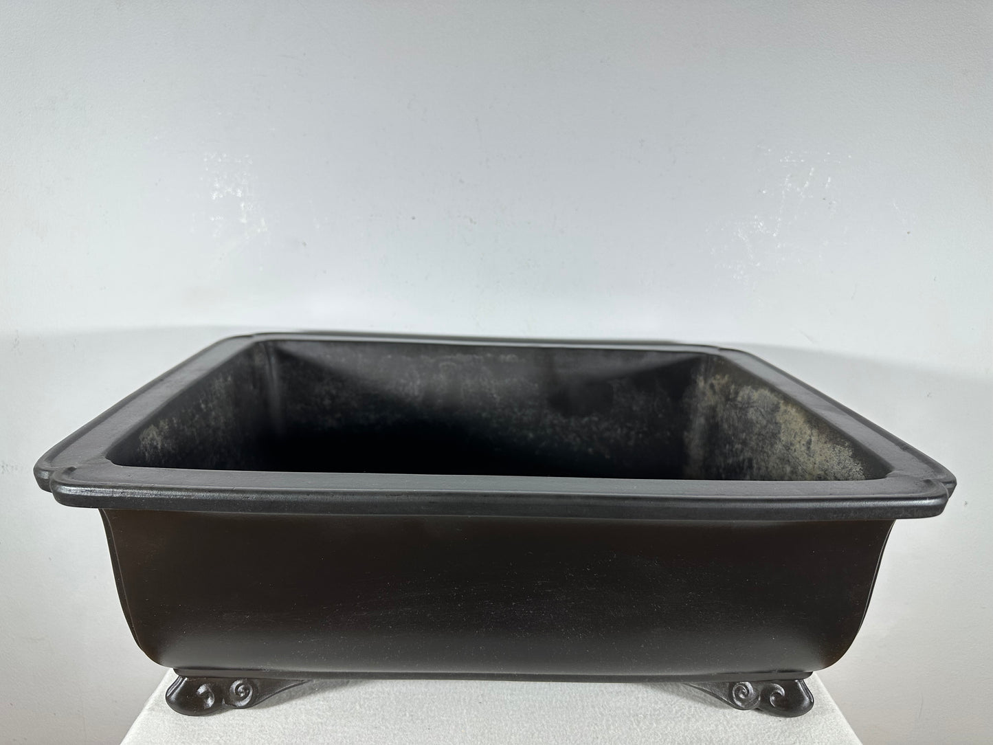 Preowned Japanese Tokoname Unglazed Rectangular Bonsai Pot Kaiyou - 18.5” By 14”
