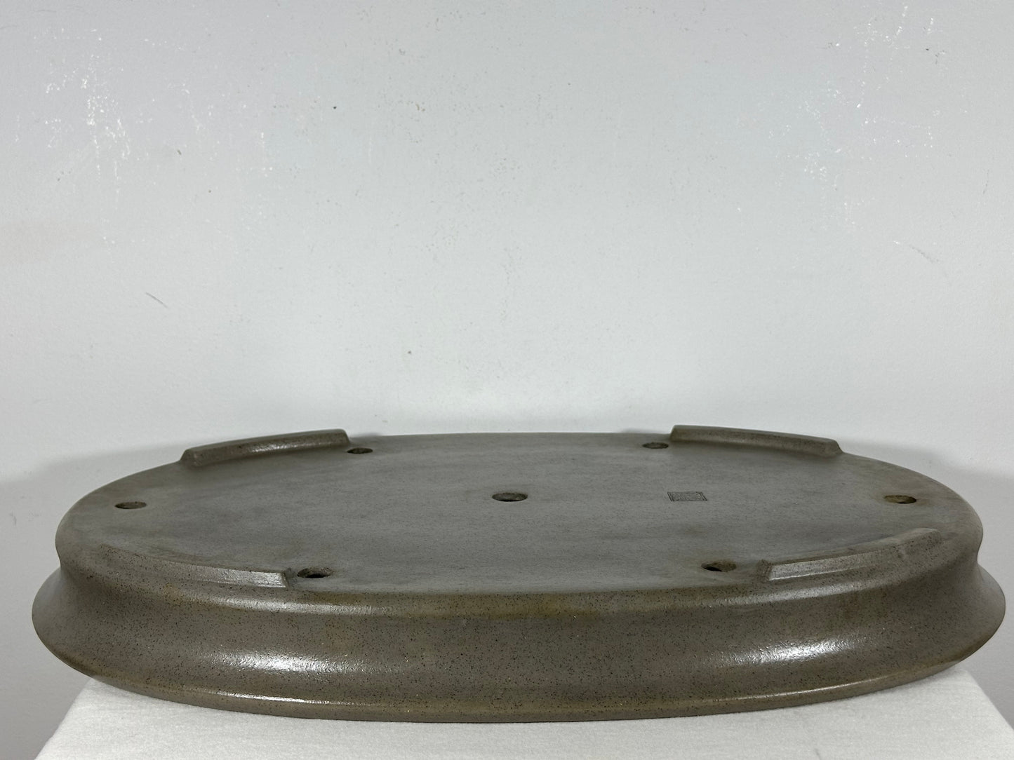 Preowned Japanese Tokoname Unglazed Oval Shallow Bonsai Pot Seizan - 20.5” By 14.75”