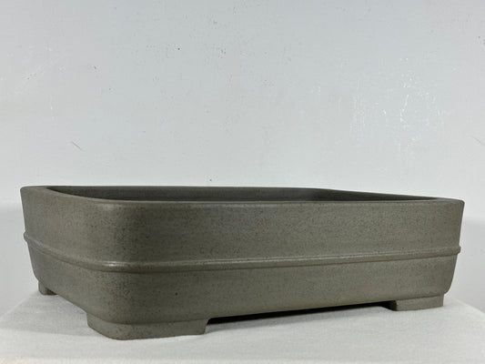 Preowned Japanese Tokoname Unglazed Rectangular Bonsai Pot Seizan - 15” By 10.75”