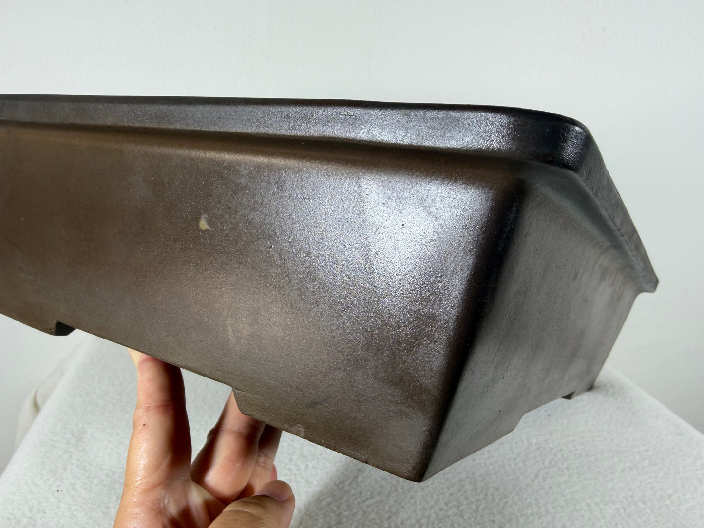 Preowned Japanese Tokoname Unglazed Rectangular Bonsai Pot Sankyou - 15.5” By 11”