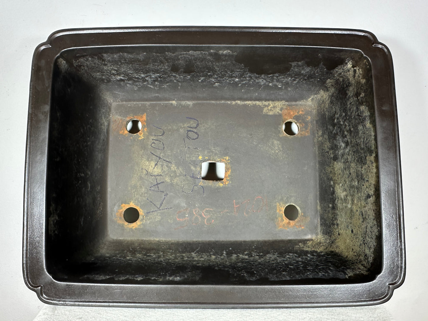 Preowned Japanese Tokoname Unglazed Rectangular Bonsai Pot Kaiyou - 18.5” By 14”