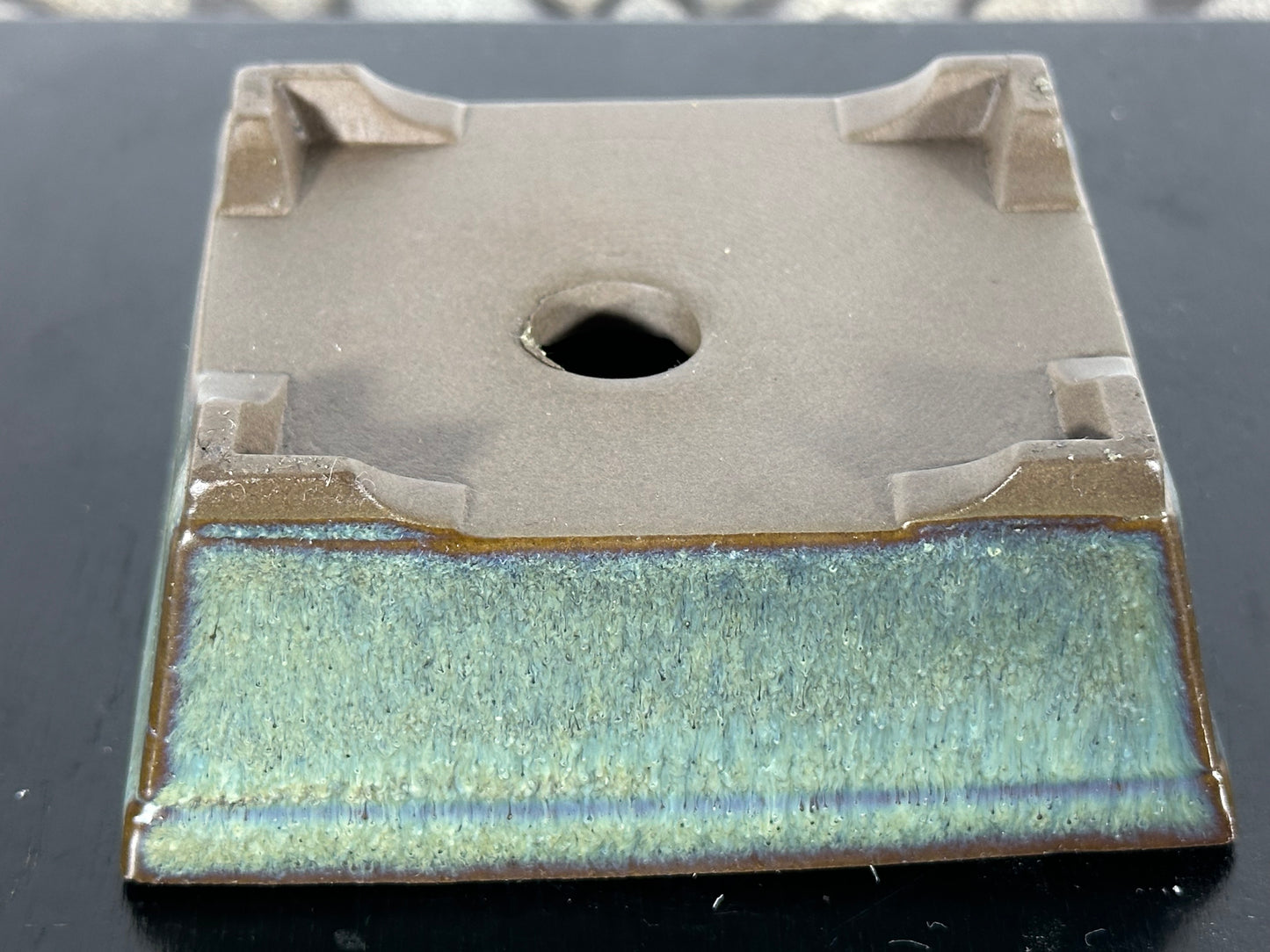 Preowned Japanese Tokoname Rectangular Bonsai Pot - 3.5” By 2 7/8”