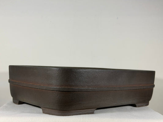 Preowned Japanese Tokoname Unglazed Rectangular Bonsai Pot Kisen - 16.25” By 12.75”