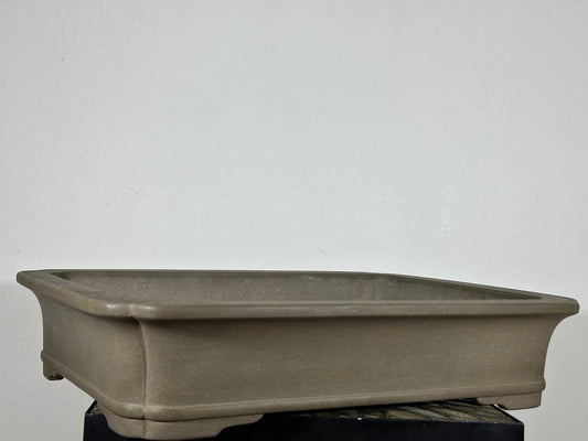 Preowned Japanese Tokoname Unglazed Rectangular Bonsai Pot Keizan - 22.25” By 17”