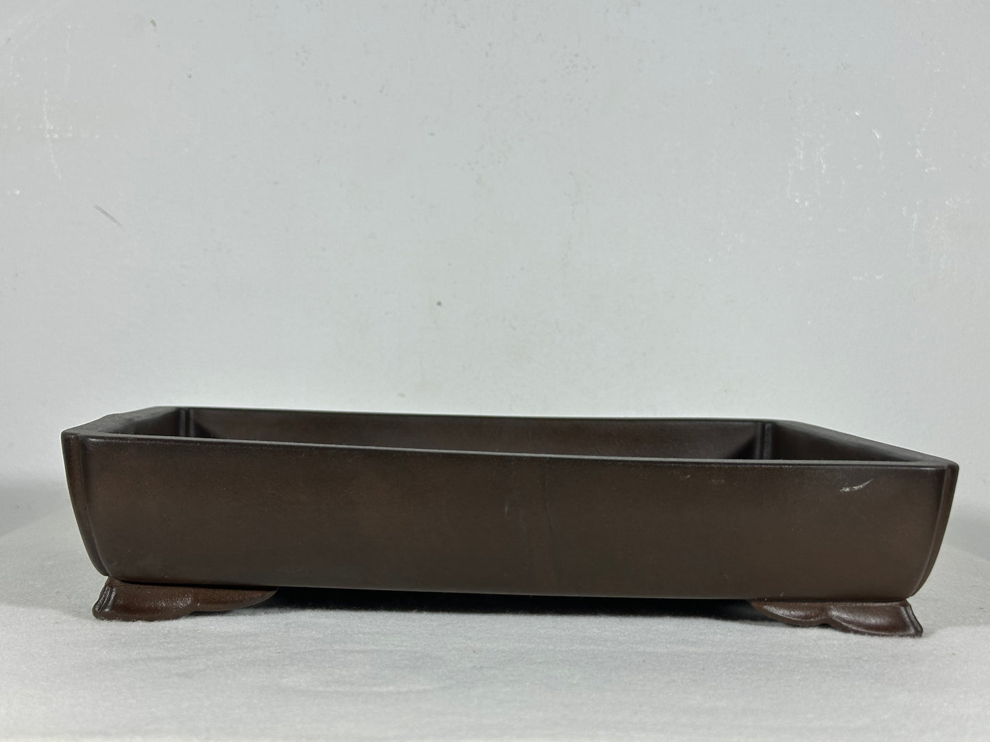 Preowned Japanese Tokoname Unglazed Shallow Rectangular Bonsai Pot - 10.75” By 7.75”