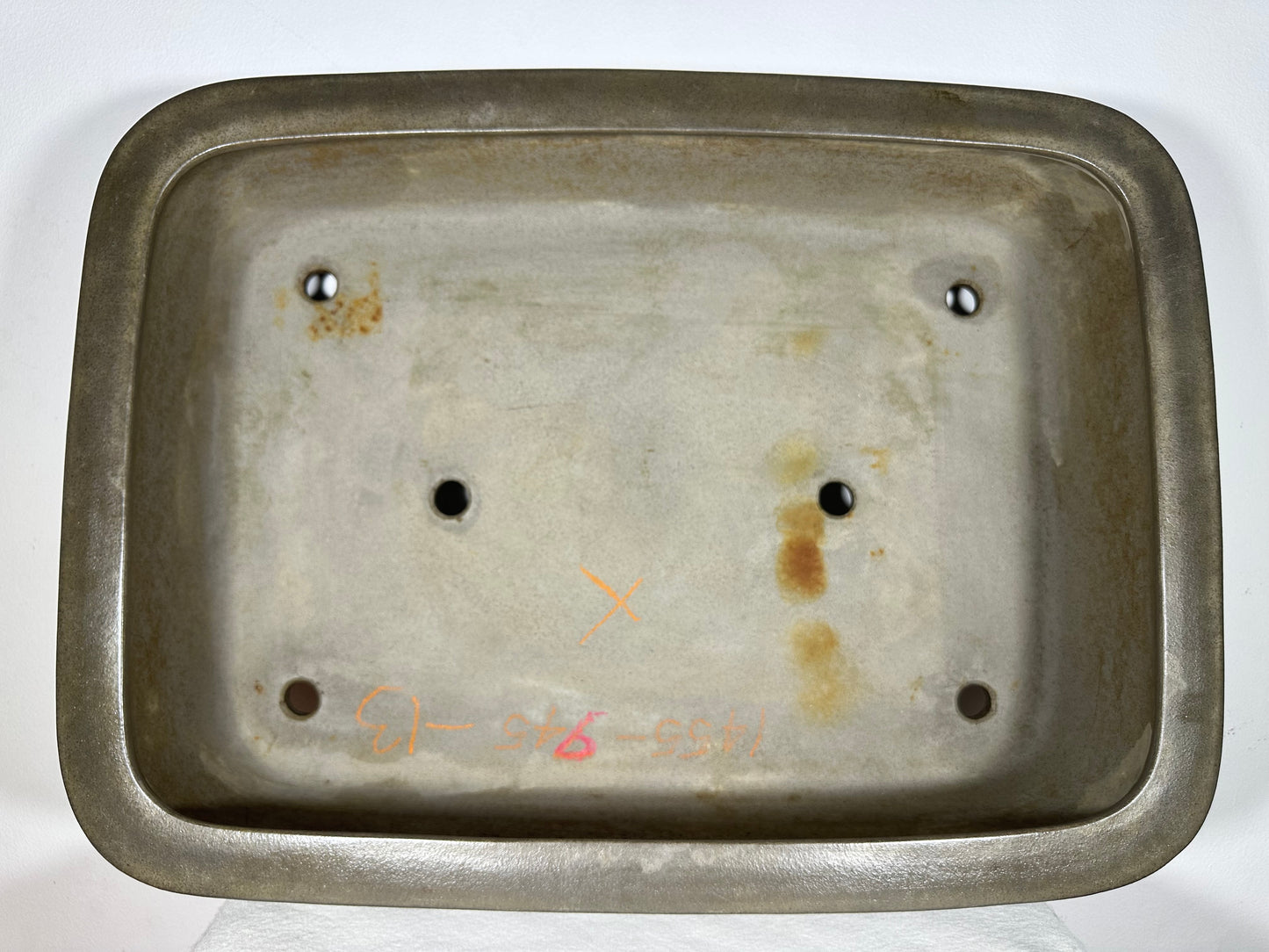 Preowned Japanese Tokoname Unglazed Rectangular Bonsai Pot Seizan - 22.25” By 16.25”
