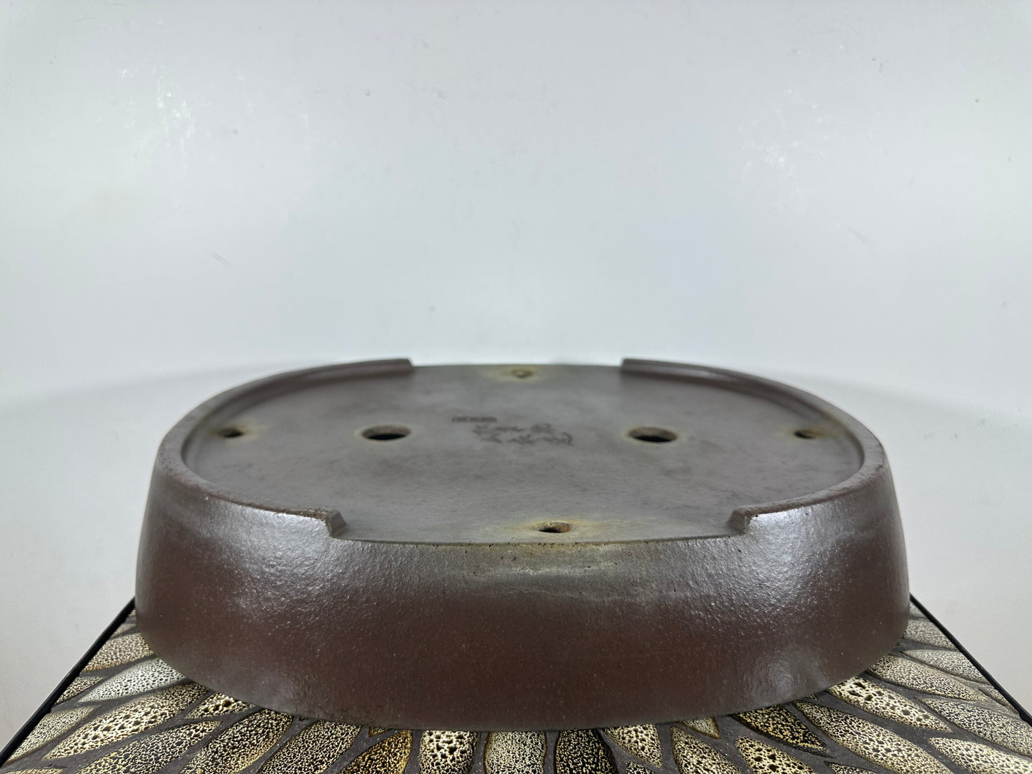 Preowned Japanese Tokoname Unglazed Oval Bonsai Pot Yamaaki - 16.75” By 13.25”