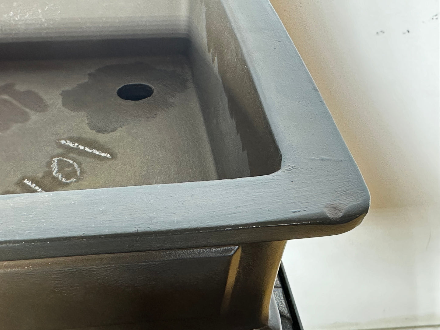 Preowned Japanese Tokoname Unglazed Rectangular Bonsai Pot Yamakou - 15.75” By 11.75”