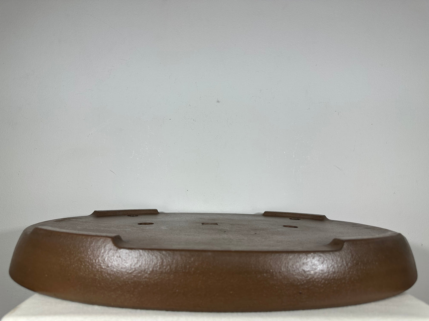 Preowned Japanese Tokoname Unglazed Oval Shallow Bonsai Pot Seizan - 22.5” By 16.25”