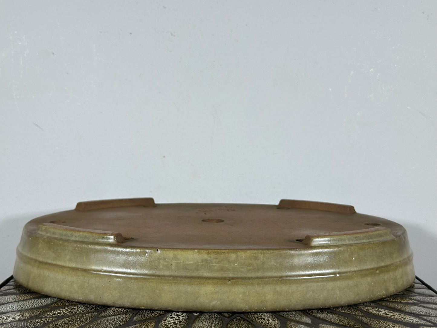 Preowned Japanese Tokoname Glazed Oval Bonsai Pot Yamafusa - 16” By 12.25”