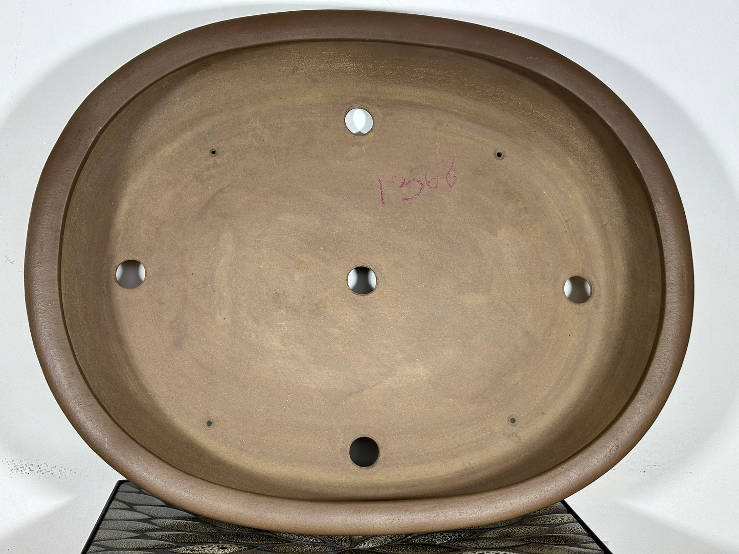 Preowned Handmade Japanese Tokoname Unglazed Oval Bonsai Pot Gyouzan - 21.5” By 17”