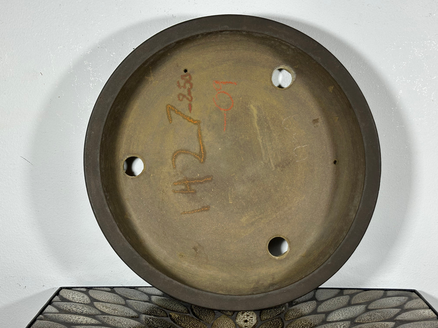 Preowned Japanese Tokoname Round Bonsai Pot Ritukadou - 12” By 2.5”