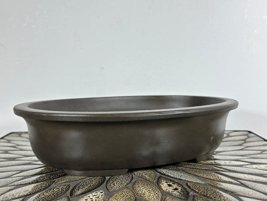 Preowned Japanese Tokoname Unglazed Oval Bonsai Pot - 10.75” By 7.75”
