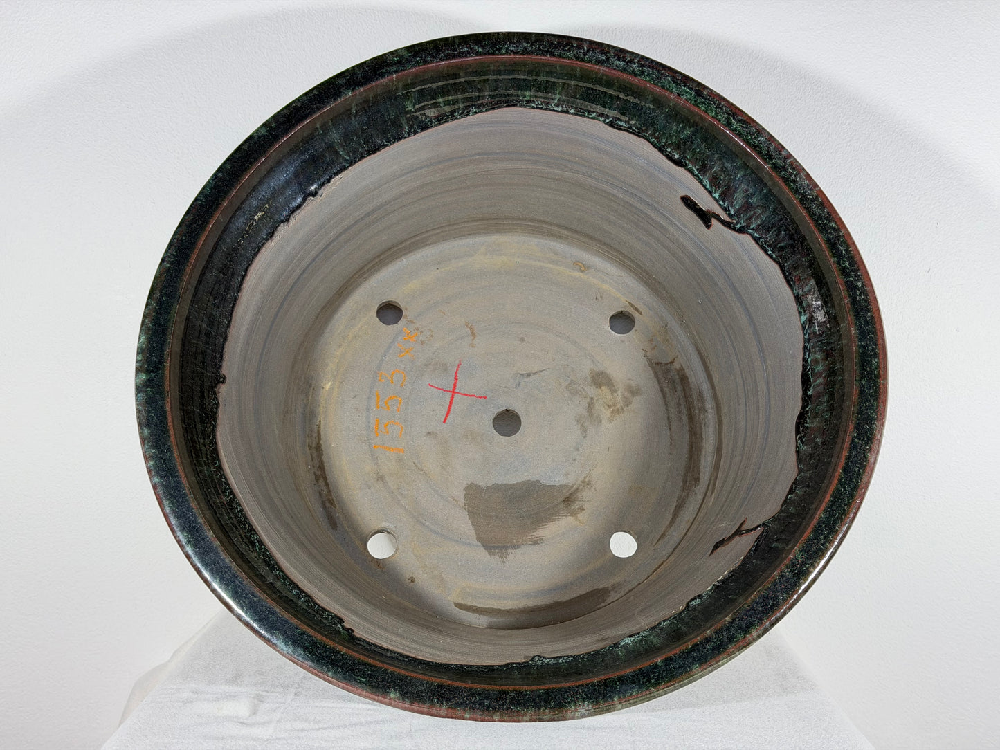 New Japanese Tokoname Round Bonsai Pot Syuhou Yoshimura - 18.5” By 7.25”