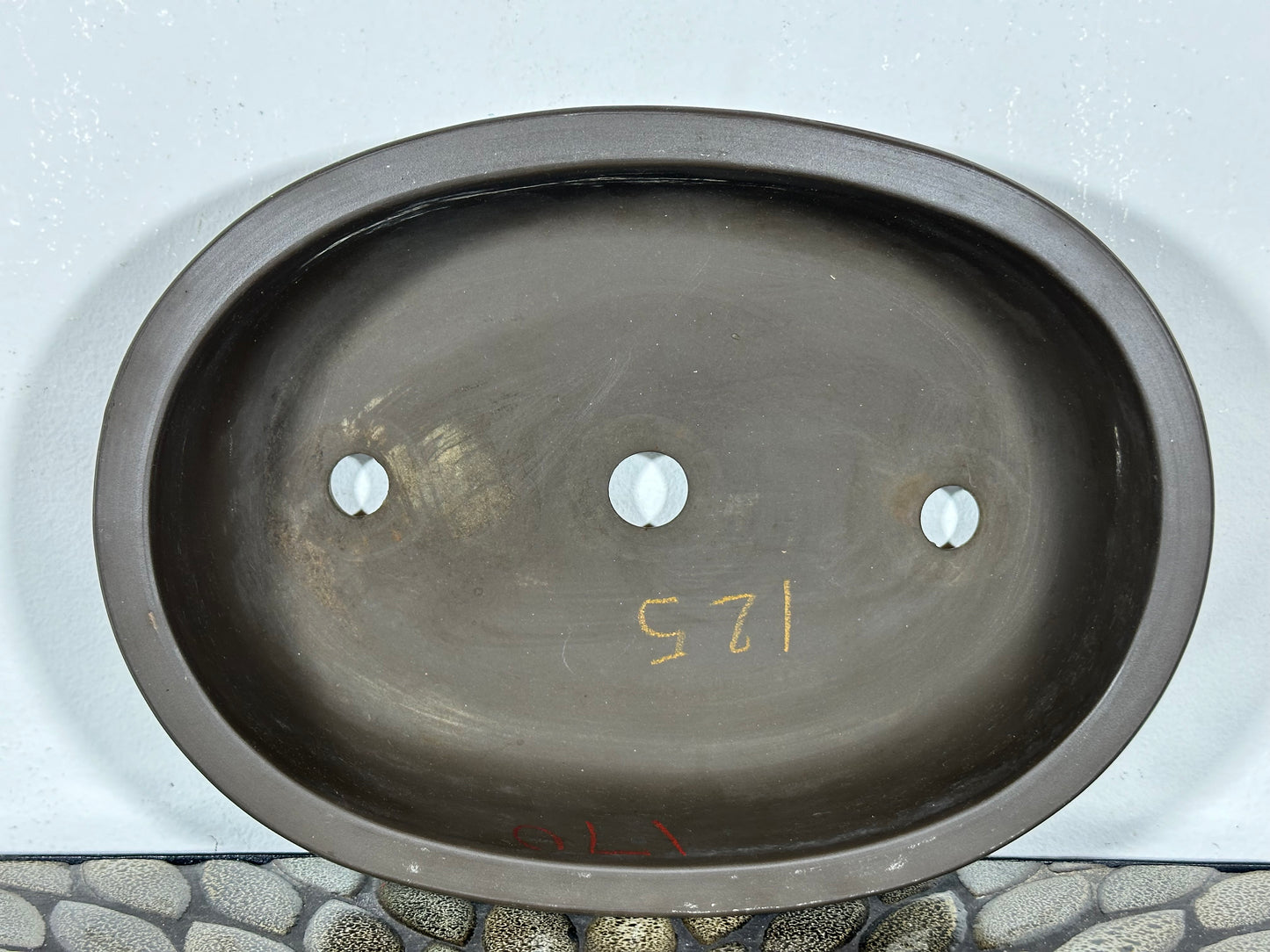 Preowned Japanese Tokoname Unglazed Oval Bonsai Pot - 11 1/8” By 8 1/8”