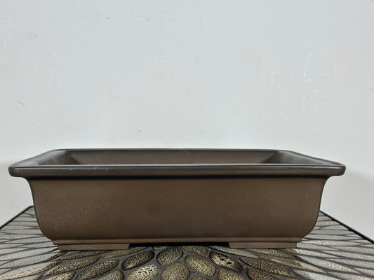 Preowned Japanese Tokoname Unglazed Rectangular Bonsai Pot Senkoen - 12” By 8.75”