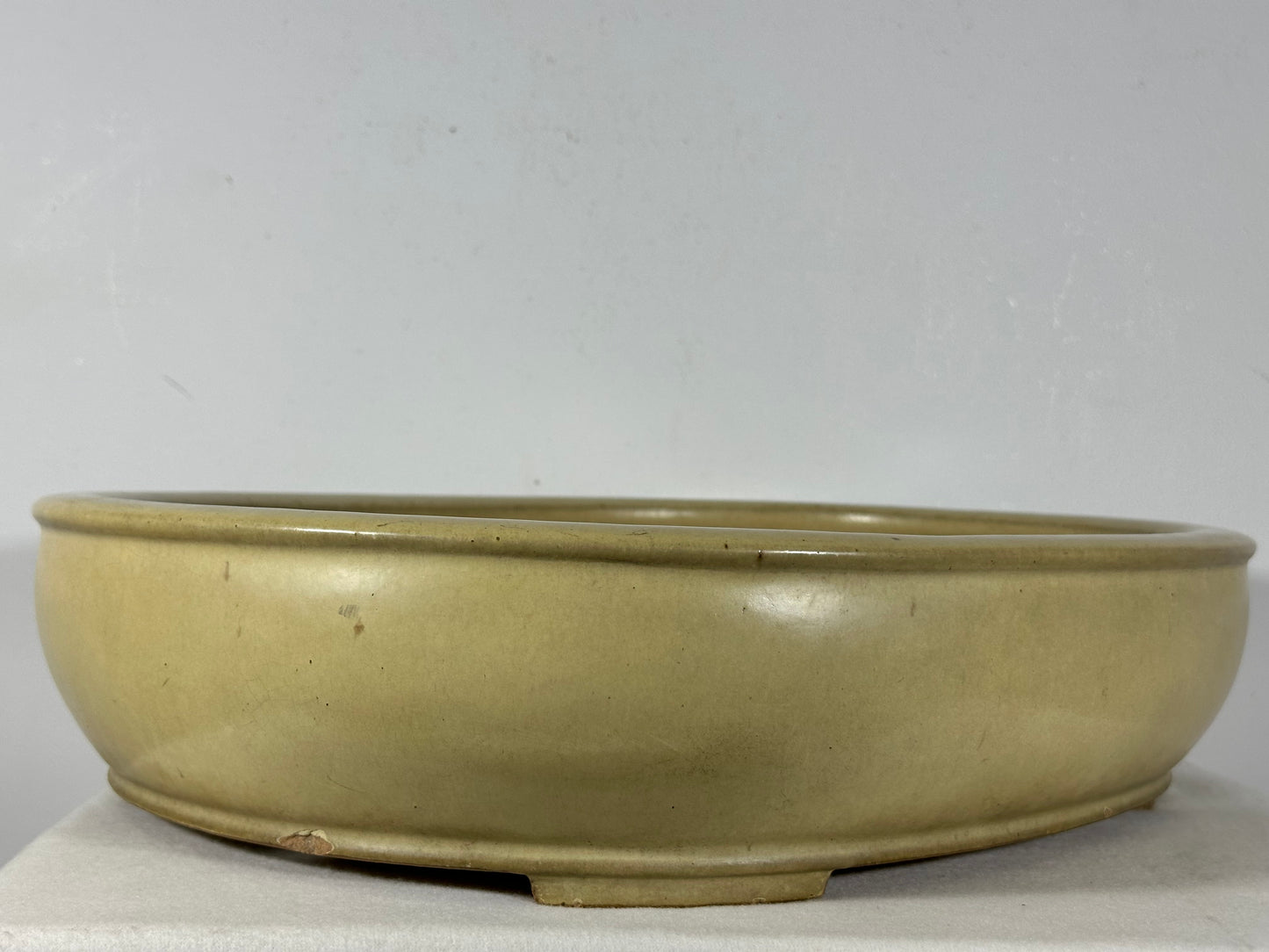 Preowned Vintage Japanese Tokoname Glazed Oval Bonsai Pot Reiho - 17.5” By 14.25”