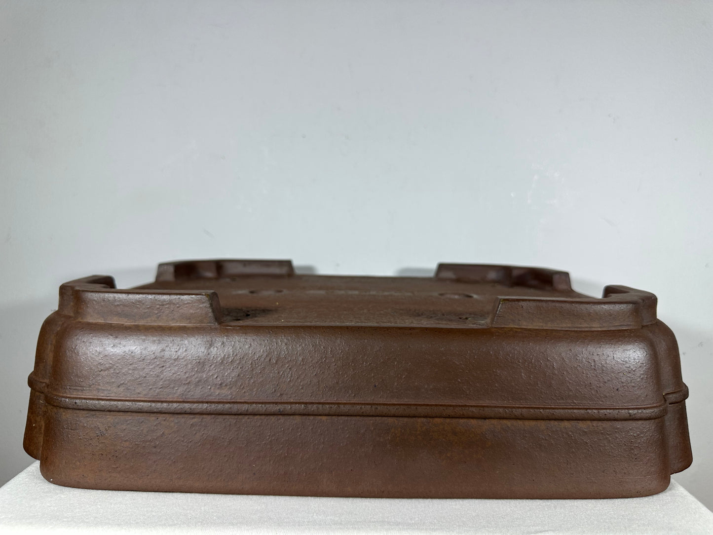 Preowned Japanese Tokoname Unglazed Rectangular Bonsai Pot Keizan - 18.5” By 14”