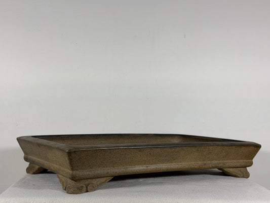 Preowned Japanese Tokoname Unglazed Shallow Rectangular Bonsai Pot - 16.25” x 10.5” x 2.75”
