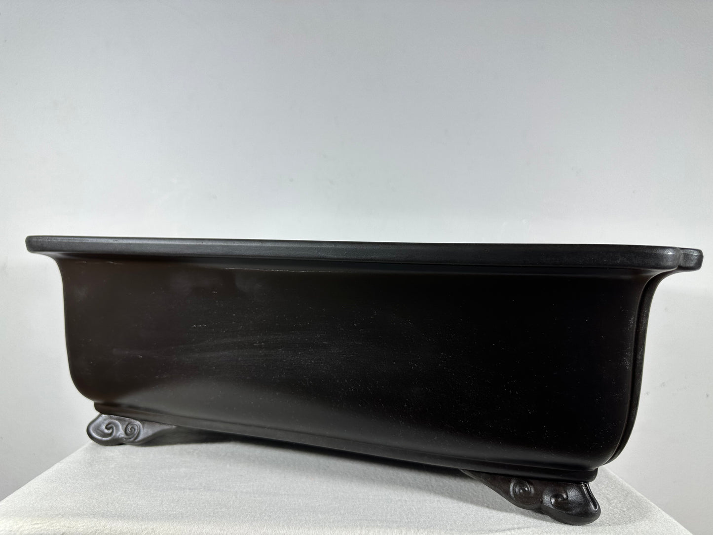 Preowned Japanese Tokoname Unglazed Rectangular Bonsai Pot Kaiyou - 18.5” By 14”