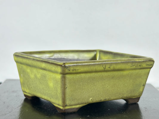 Preowned Japanese Tokoname Rectangular Bonsai Pot - 3.5” By 2 7/8”