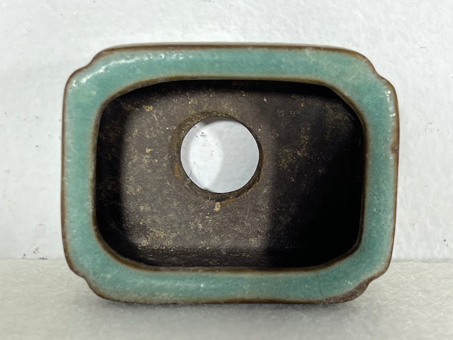 Preowned Japanese Tokoname Rectangular Bonsai Pot Tosui - 2.25” By 1.75”