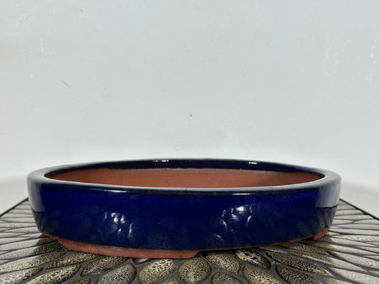 New Japanese Tokoname Glazed Oval Bonsai Pot EMEI - 12.25” By 10”