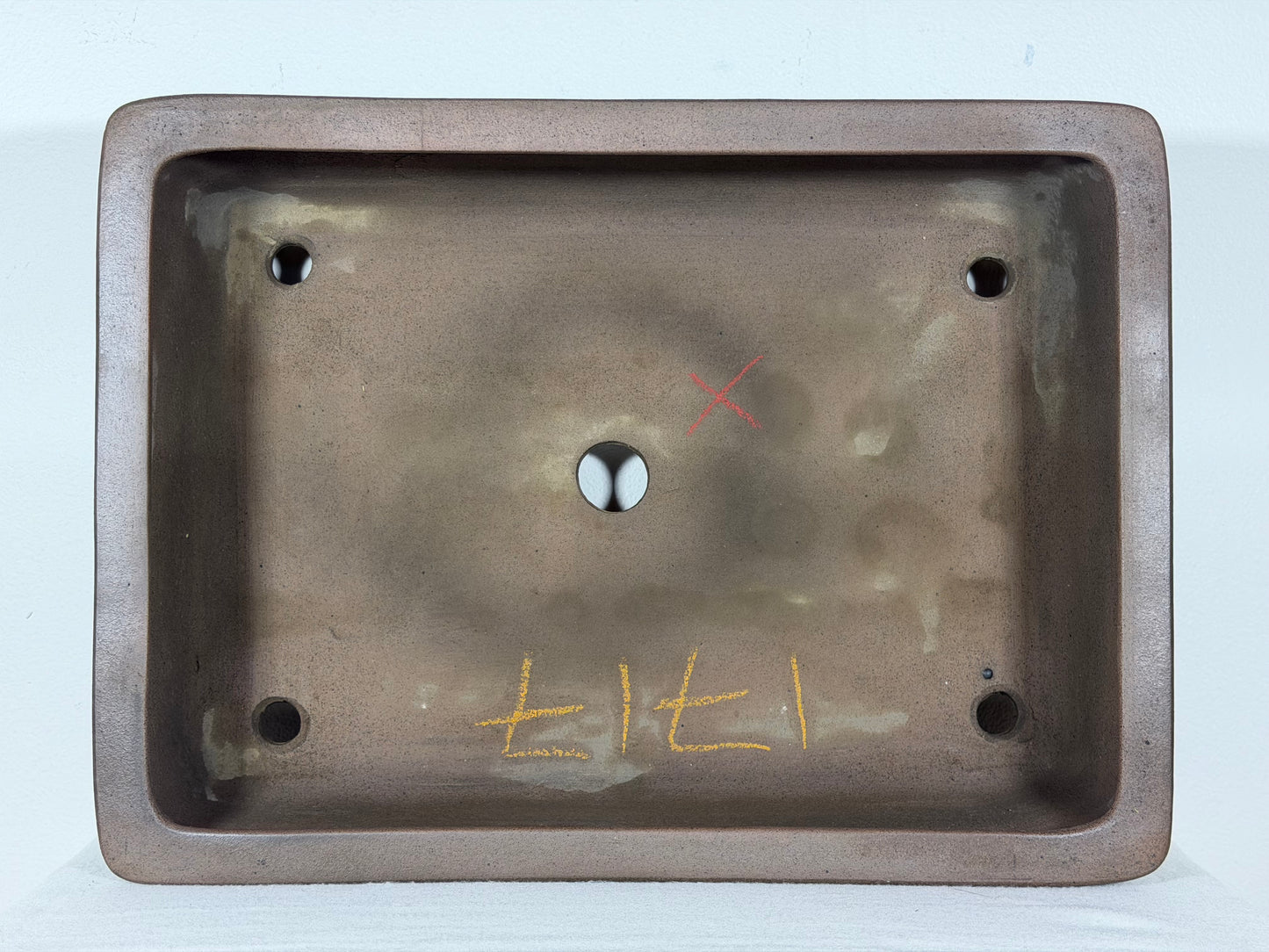 Preowned Japanese Tokoname Unglazed Rectangular Bonsai Pot Seibun - 15” By 11”