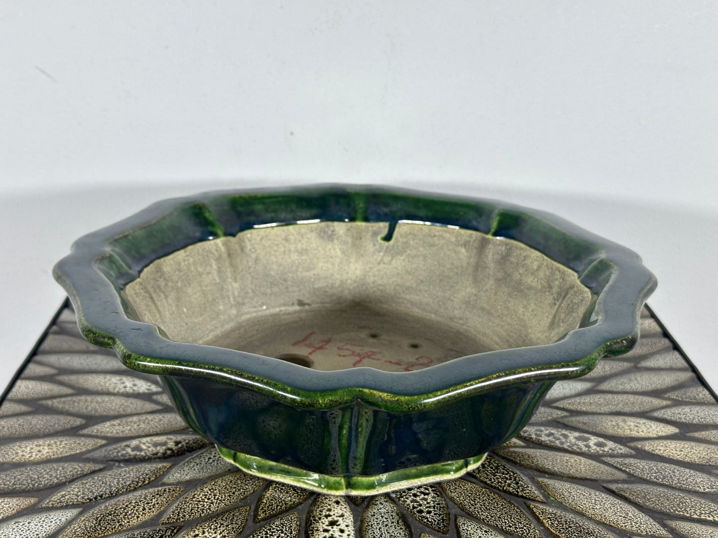 New Japanese Tokoname Glazed Bonsai Pot Rinka Style Mazan Terahata - 12” By 11.25”