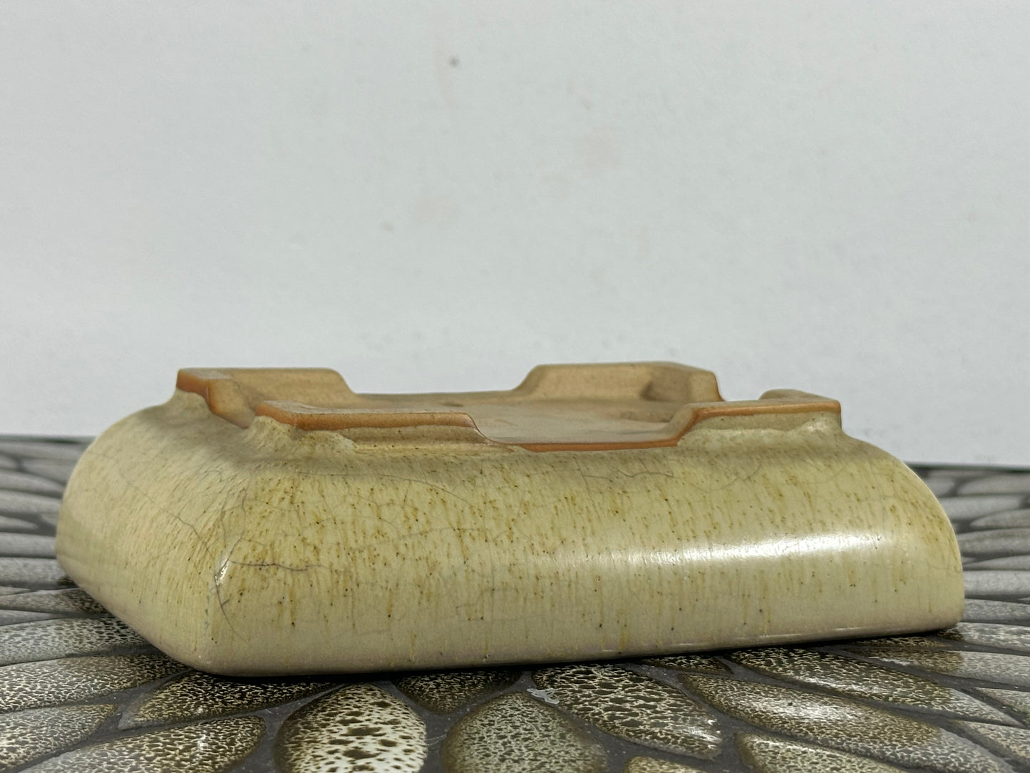 Preowned Japanese Tokoname Glazed Rectangular Bonsai Pot Bigei - 6” By 4.5”