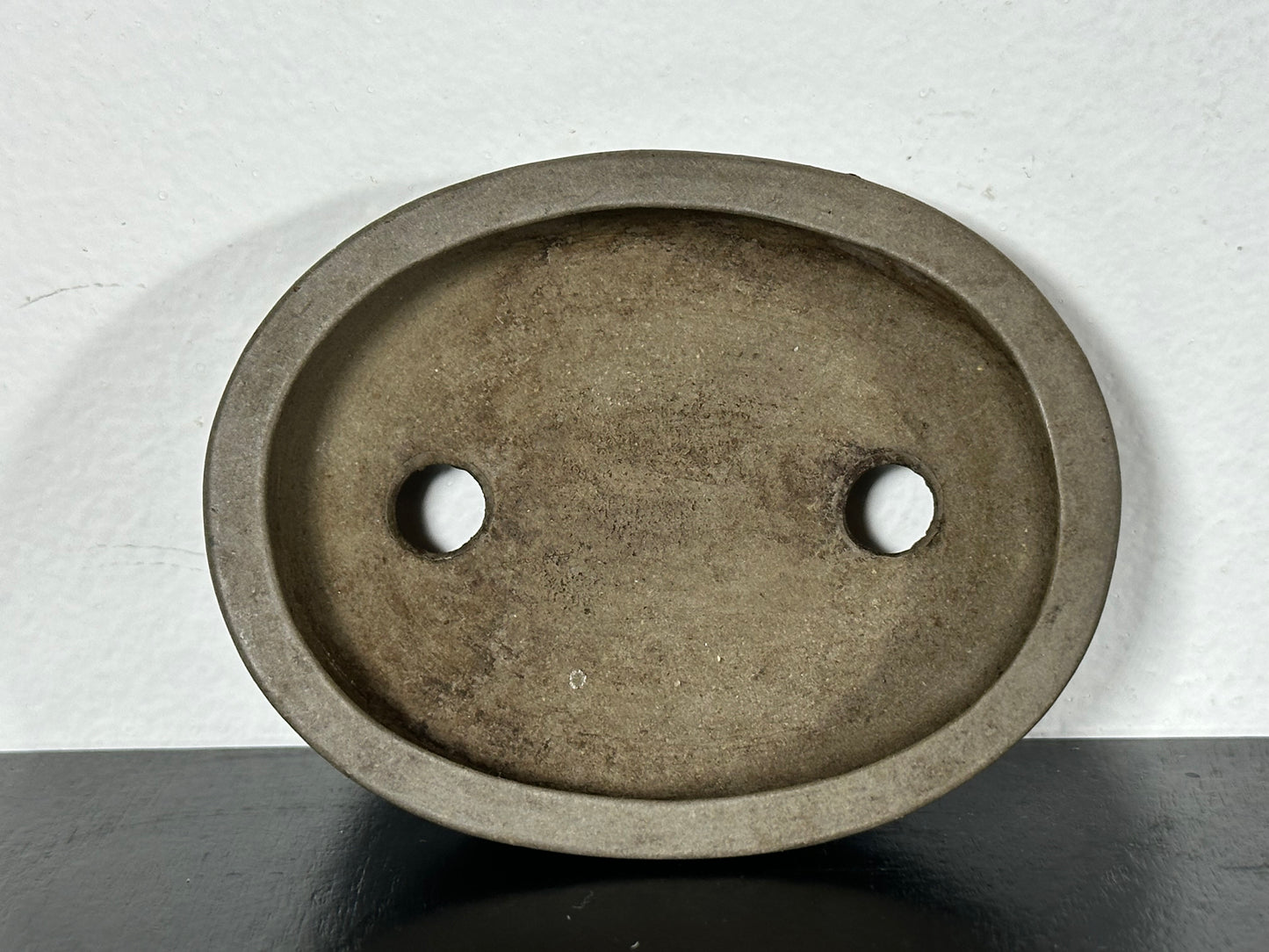 Preowned Japanese Tokoname Oval Bonsai Pot Houkidou - 3 3/8” By 2 5/8”