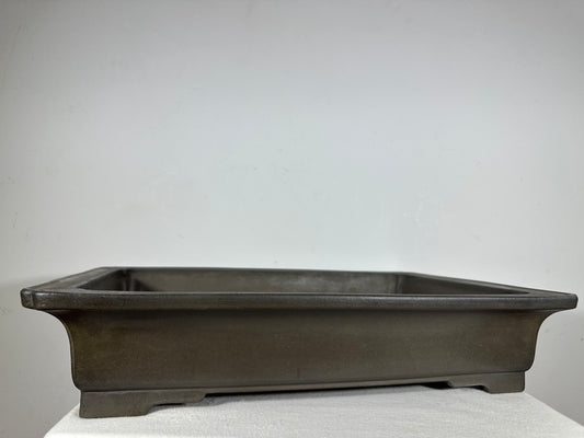 Preowned Japanese Tokoname Unglazed Rectangular Bonsai Pot Seizan - 19.5” By 13.5”
